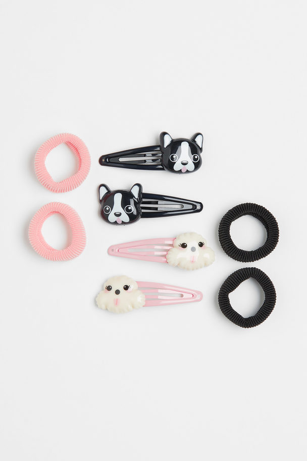 H&M Hair Elastics And Clips Powder Pink/dogs