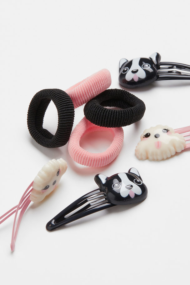 H&M Hair Elastics And Clips Powder Pink/dogs