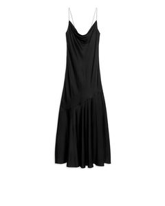 Satijnen Maxi-jurk Zwart