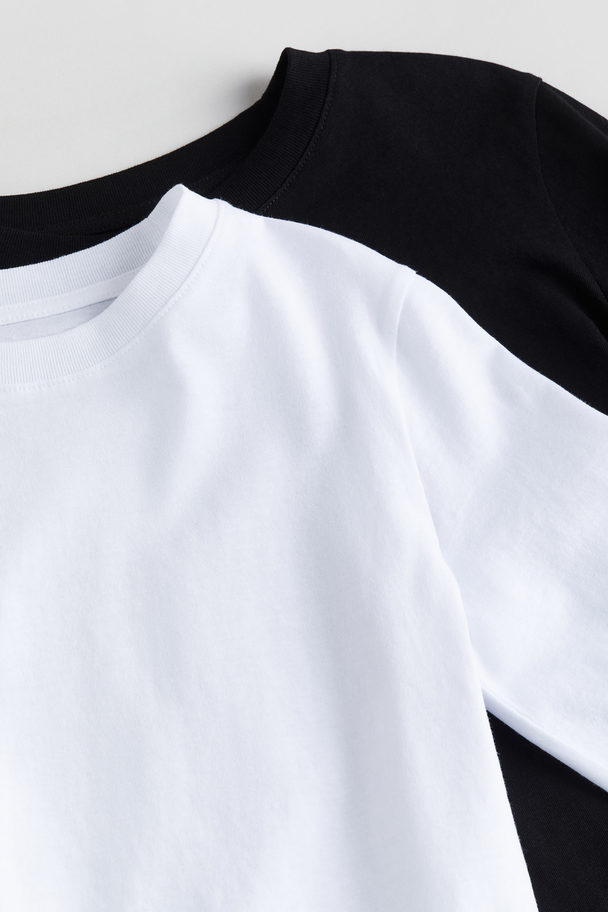 H&M Set Van 2 Katoenen Shirts Zwart/wit