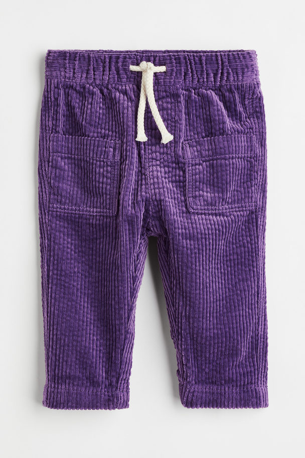 H&M Cotton Corduroy Trousers Purple