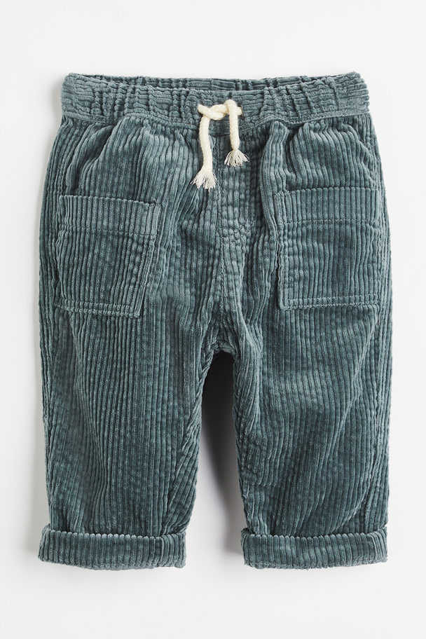 H&M Cotton Corduroy Trousers Green