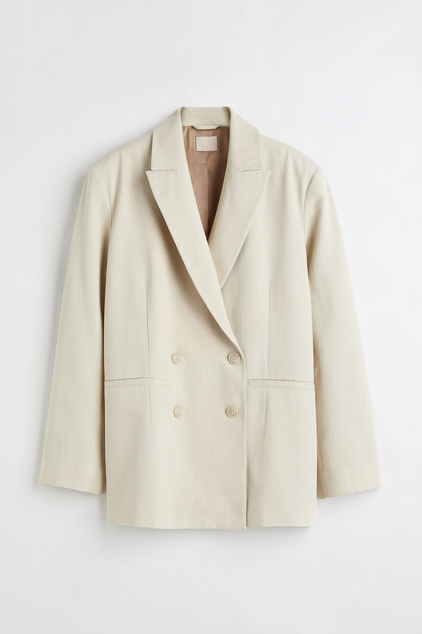 H&M Double-breasted Jacket Light Beige