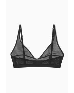 Mesh Soft-cup Plunge Bra Black