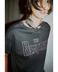 Oversize-T-Shirt mit Druck Dunkelgrau/The Beatles