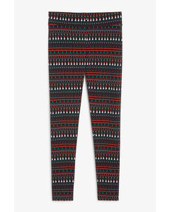 Holiday Leggings With Festive Pattern Festive Holiday Pattern
