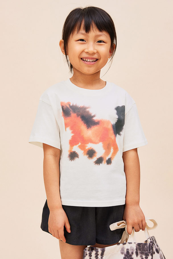 H&M Animal-motif T-shirt White/horse
