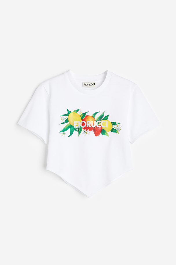 Fiorucci Fruity Logo Cropped T-shirt White Vit