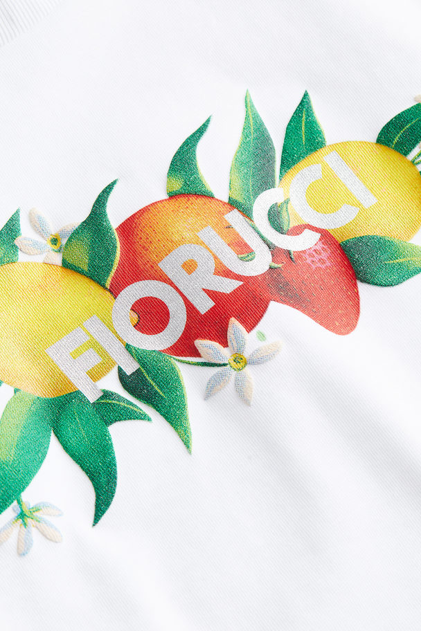 Fiorucci Fruity Logo Cropped T-shirt White Vit