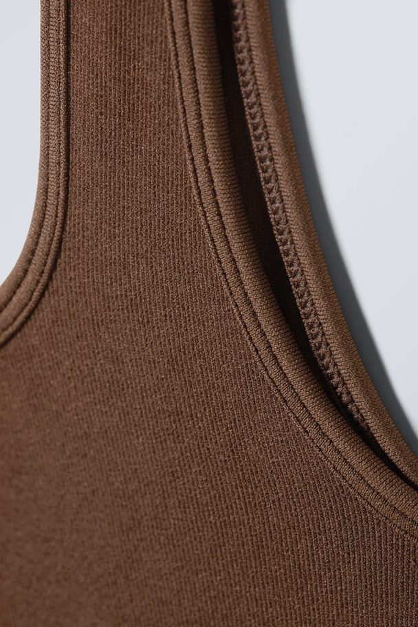 Weekday Liria Seamless Cutout Bodysuit Brown