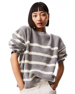 Rib-knit Jumper Grey/striped