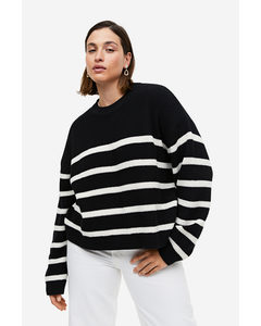 Rib-knit Jumper Black/striped