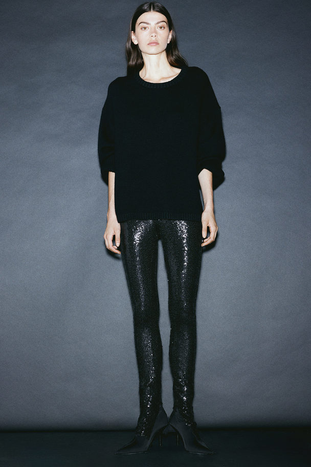 H&M Sequined Leggings Black