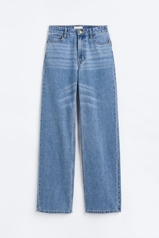 H&M Straight Regular Jeans Light Denim Blue