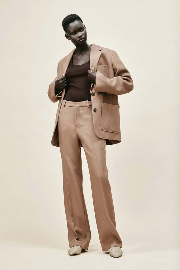 H&M Wool-blend Trousers Dark Beige