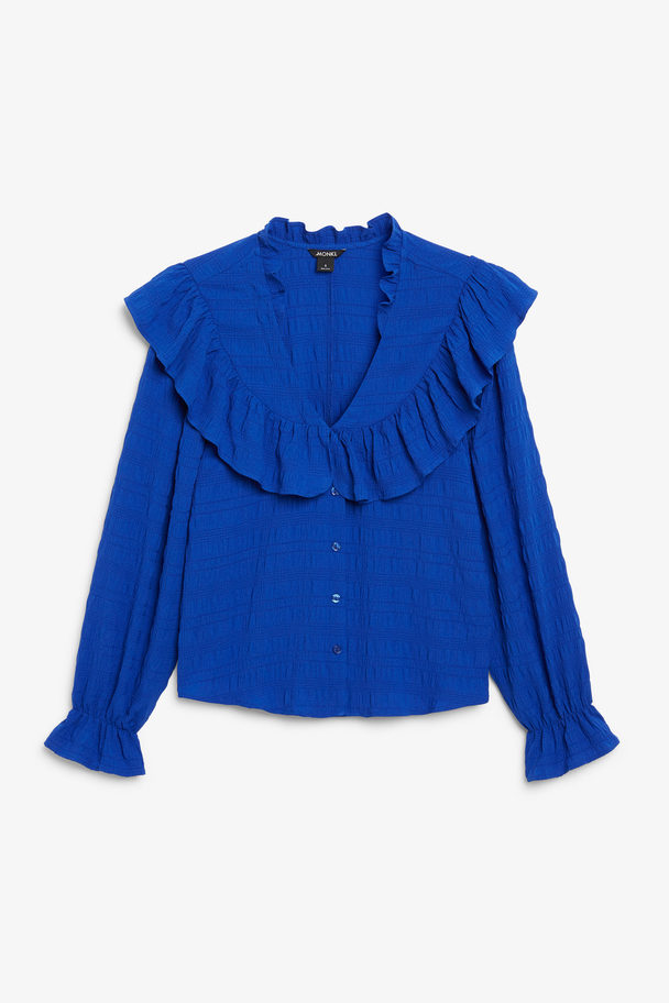 Monki Royal Blue Blouse With Oversized Collar Royal Blue