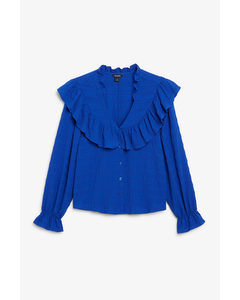 Royal Blue Blouse With Oversized Collar Royal Blue