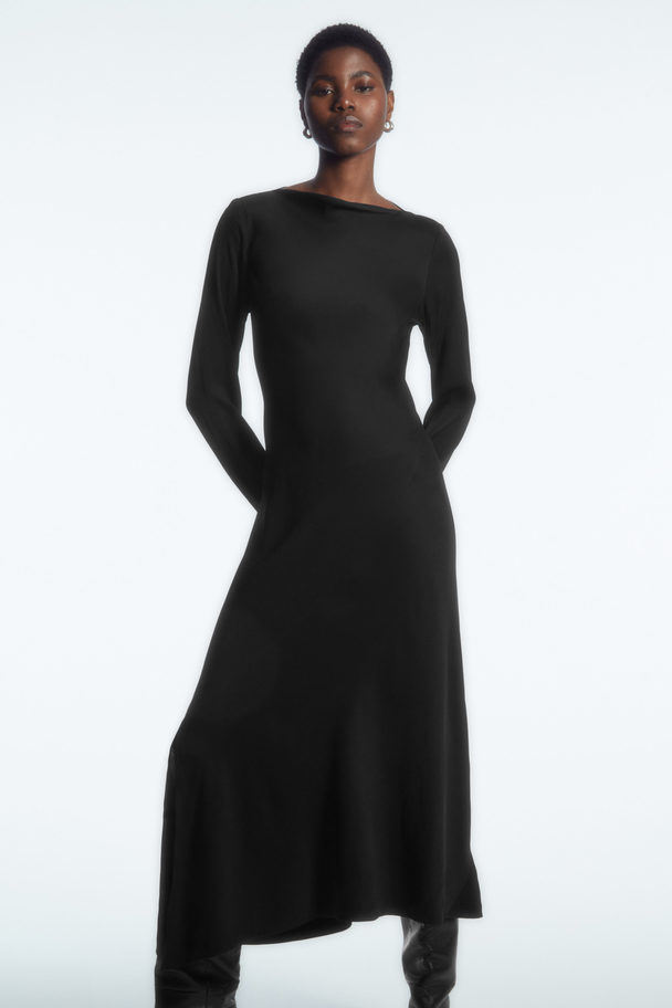 COS Asymmetric Midi Dress Black