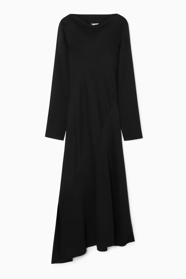 COS Asymmetric Midi Dress Black