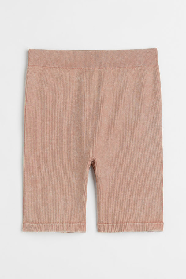 H&M Seamless Ribbed Biker Shorts Powder Pink