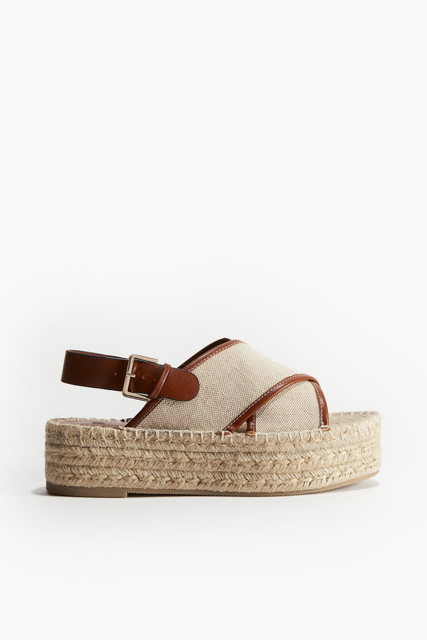 H&M Espadrilles mit Plateau Hellbeige/Braun