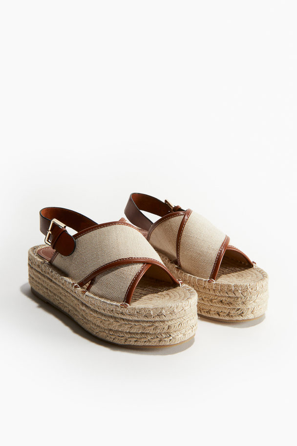 H&M Espadrilles mit Plateau Hellbeige/Braun