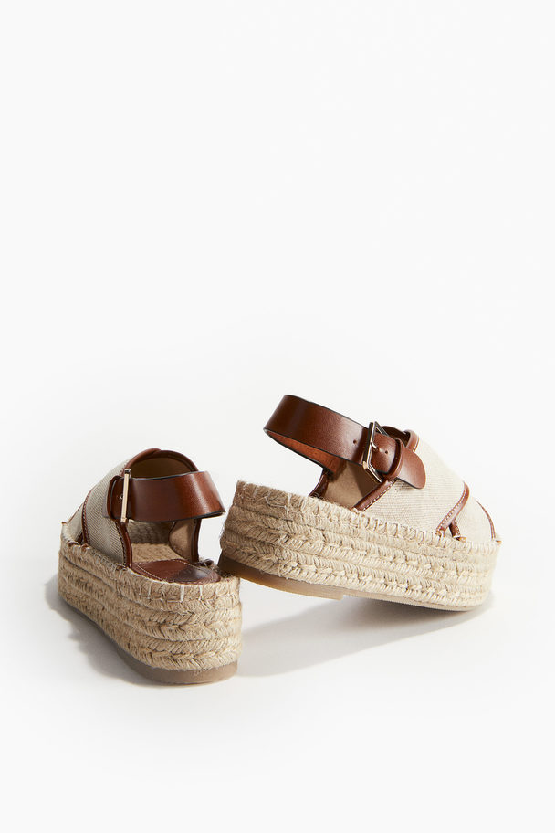 H&M Espadrilles mit Plateau Hellbeige/Braun