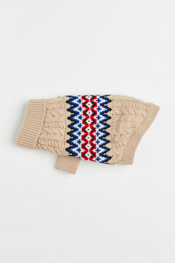 H&M Dog Jumper In A Jacquard Knit Beige/patterned