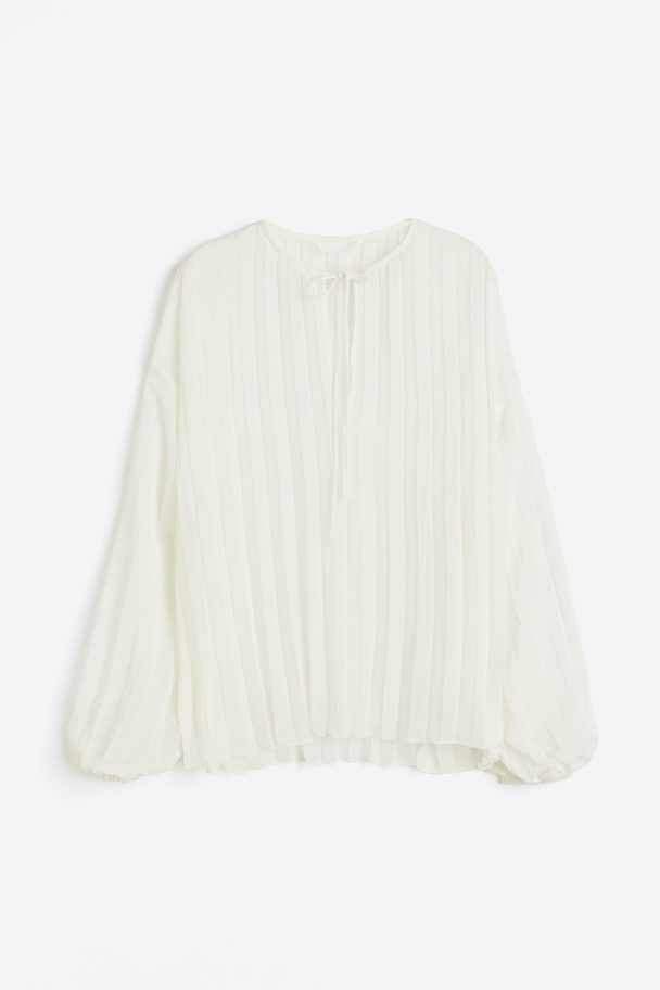H&M Plissierte Bluse Weiß