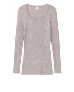 Slim-fit Knitted Mouline Top Dusty Pink