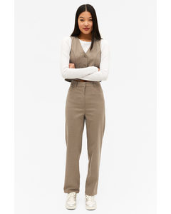 Brown Classic Straight Leg Trousers Mole Brown