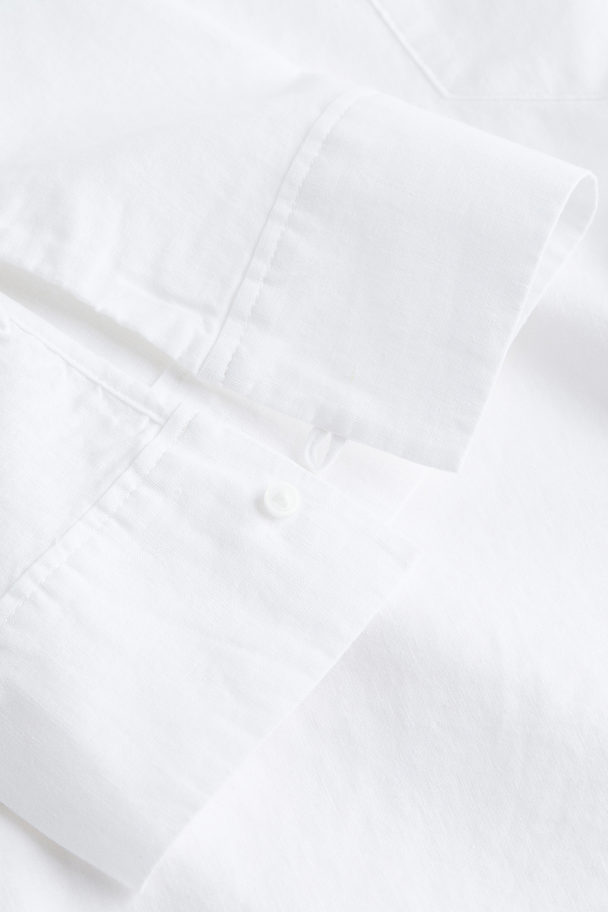 H&M Popover-skjorte Af Hørblanding Hvid