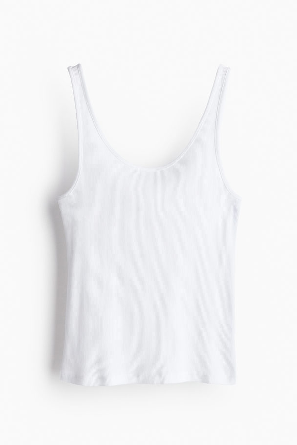 H&M Geribde Singlet Wit