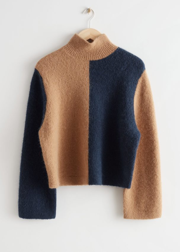 & Other Stories Two-tone Mock Neck Sweater Black/beige