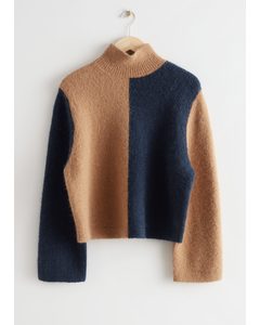 Two-tone Mock Neck Sweater Black/beige