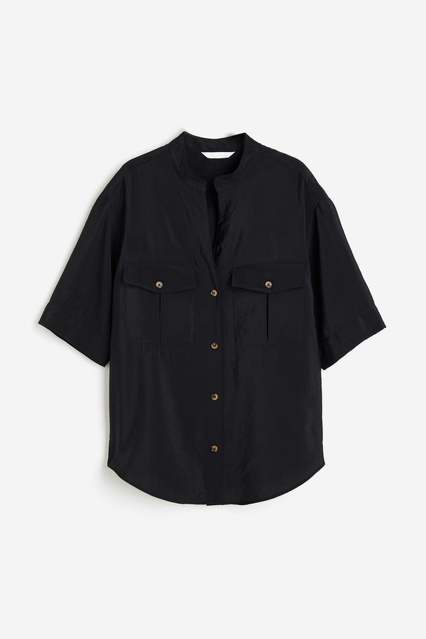 H&M Utilityblouse Van Modalmix Zwart