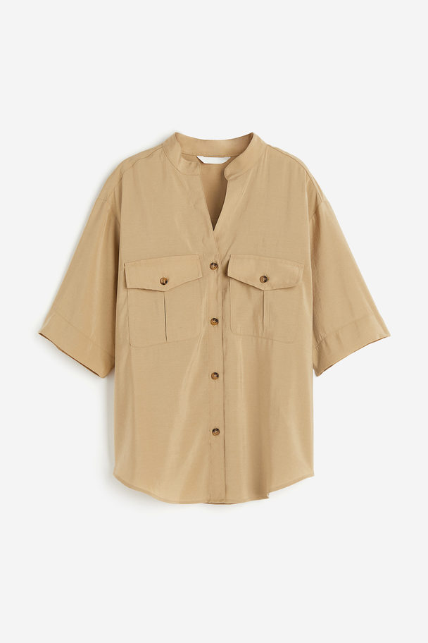 H&M Utilityblouse Van Modalmix Beige