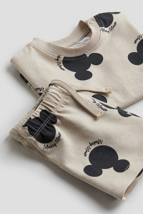 H&M 2-teiliges Set mit Print Beige/Micky Maus