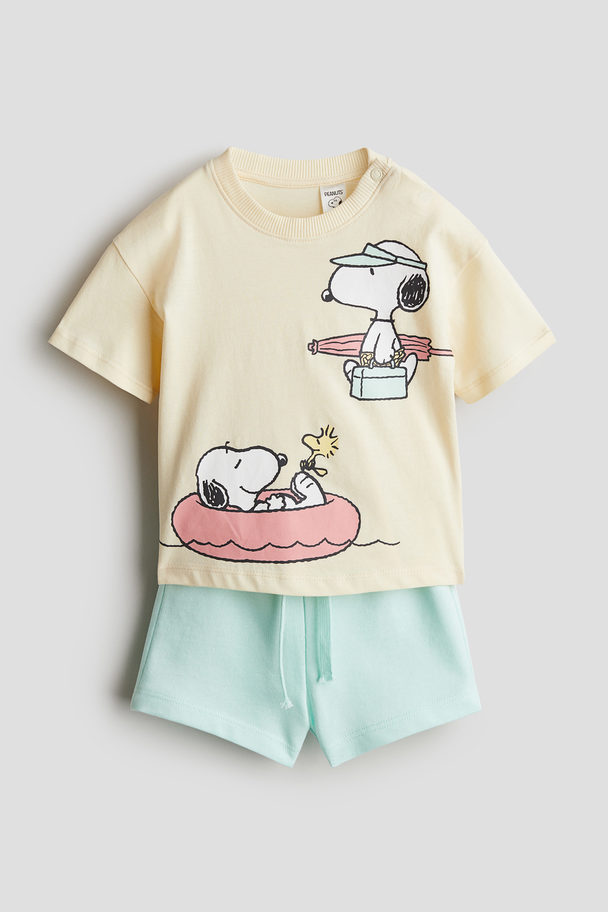 H&M 2-piece Printed Set Yellow/snoopy