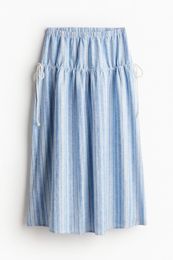 H&M Rok Van Linnenmix Met Drawstrings Lichtblauw/gestreept