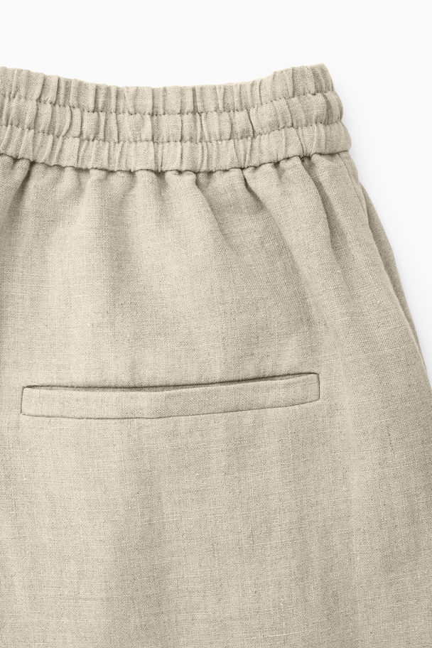 COS Barrel-leg Linen Trousers Stone