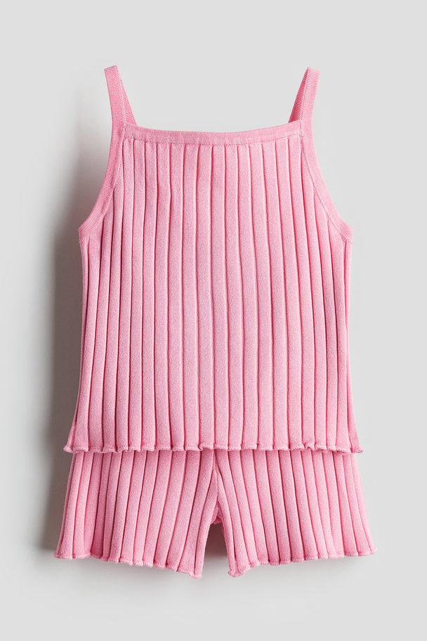 H&M 2-piece Rib-knit Set Pink