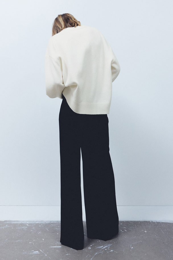 H&M Oversized Pullover in Jacquardstrick Cremefarben/Tis' the Season