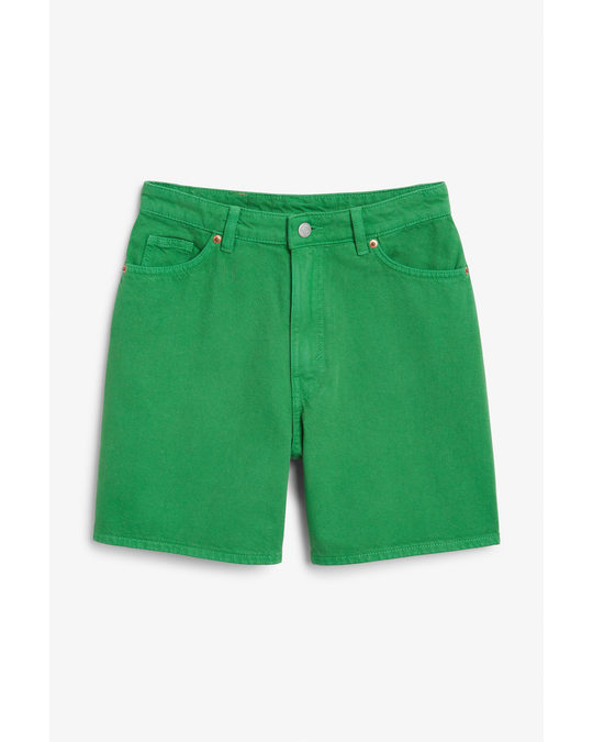 Monki Green High Waist Denim Shorts Green