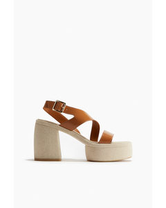 Block-heeled Platform Sandals Beige/brown