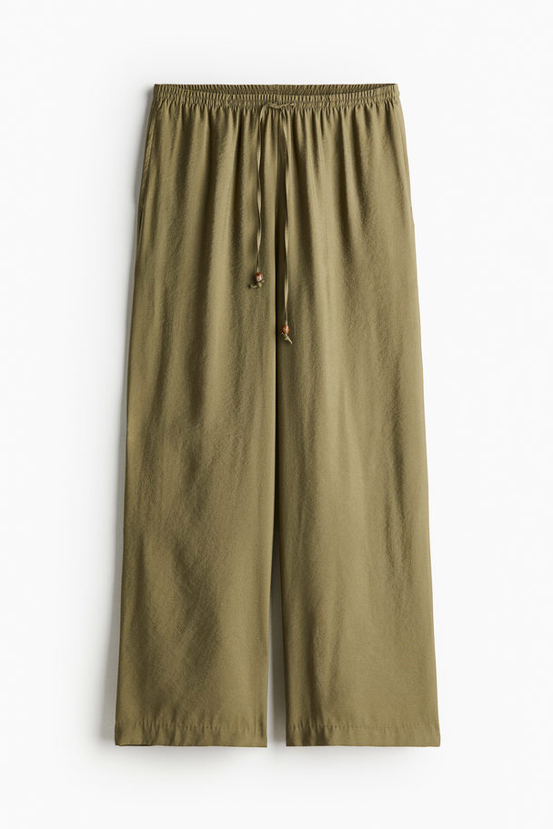 H&M Wijde Pull-on Broek Kakigroen