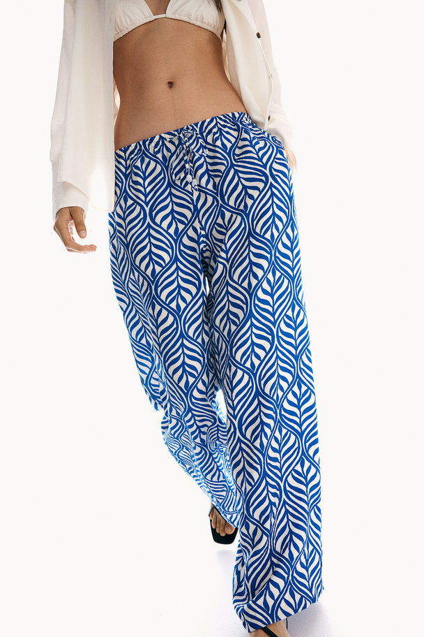 H&M Wijde Pull-on Broek Blauw/dessin