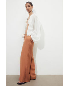 Wide Pull-on Trousers Light Brown