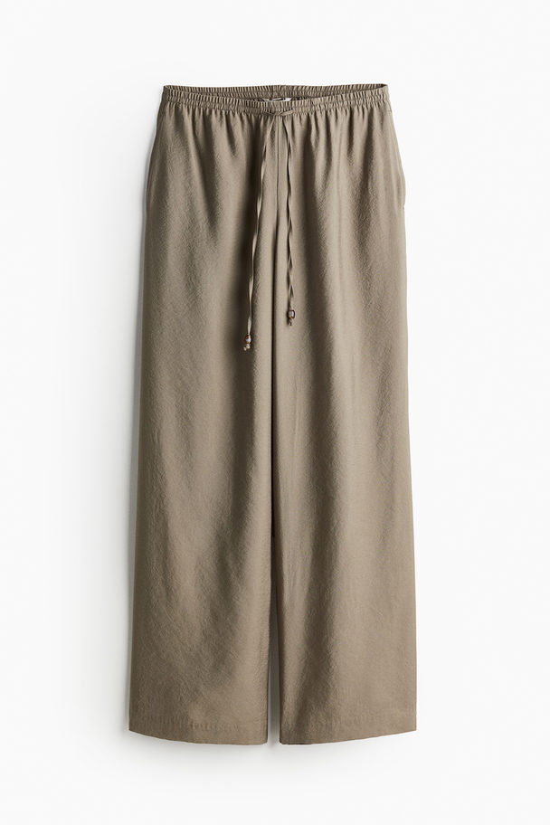 H&M Wide Pull-on Trousers Beige