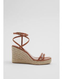 Leather Espadrille Sandals Brown